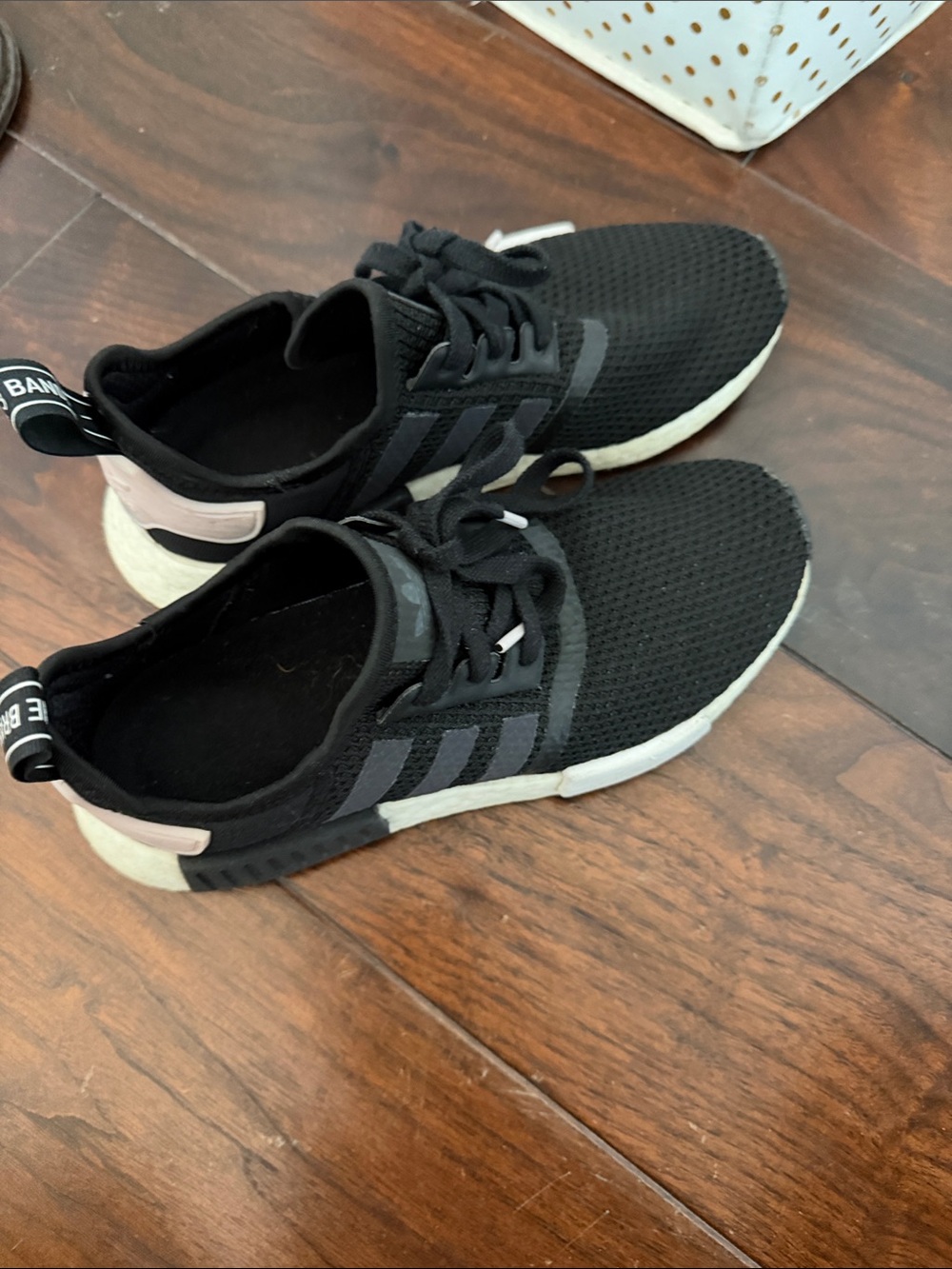 Black Adidas Athletic Sneakers with Pink Accent